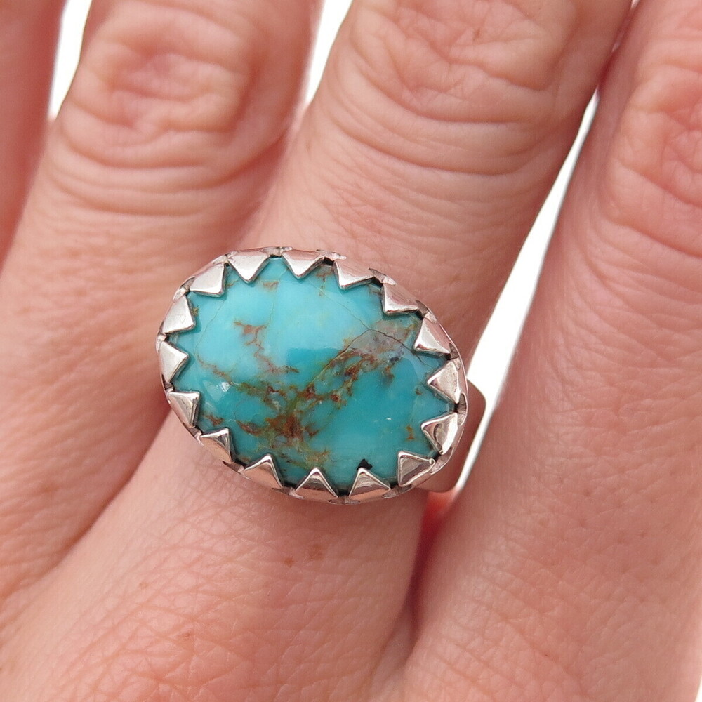 Carolyn Pollack Old Pawn 925 Sterling Silver Vintage Turquoise Ring Size 8.25